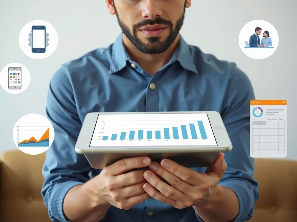 Persona pensativa mirando un gráfico de bienestar